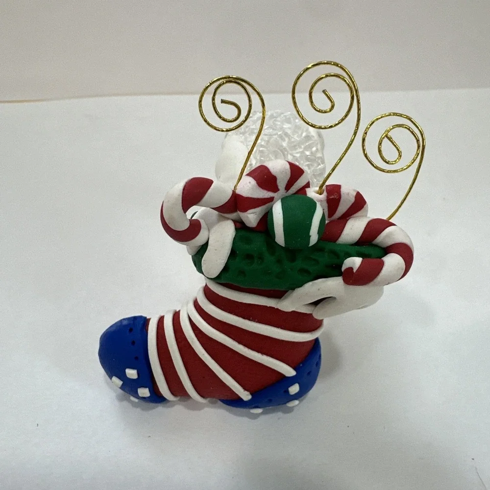 Vtg Christmas Napkin Rings Lot of 6 Handmade Clay Dough Table Decor